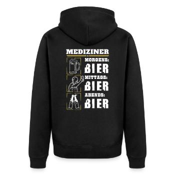 Mein Tagesablauf als Mediziner - Unisex Premium Bio Zip Hoodie - Schwarz - Hinten - Nico (187cm)