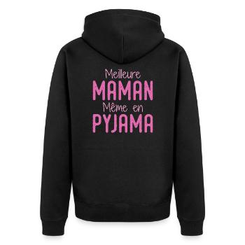 Beste Mutter Pyjama Geschenk Frau Humor - Unisex Premium Bio Zip Hoodie - Schwarz - Hinten - Nico (187cm)