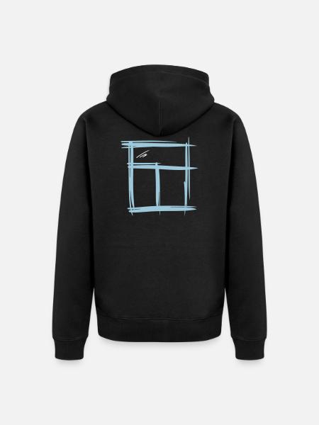 Window, hand-drawn, pencil drawing - Unisex Premium Organic Zip Hoodie - black