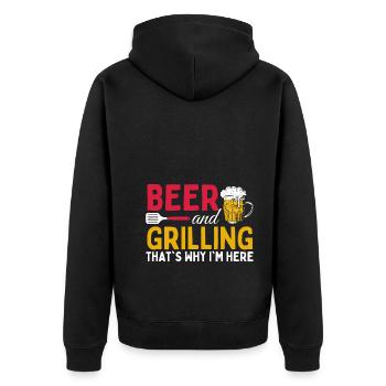 Bière et grillades, c’est pourquoi je suis ici - Barbecue - Veste à capuche bio Premium Unisexe - noir - Dos - Nico (187cm)