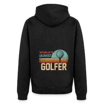 Retro Golfer Design - Golf - Unisex Premium Organic Zip Hoodie - black - Back - Nico (187cm)