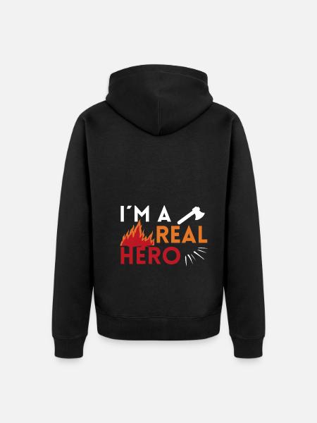 I'm a real hero firefighter - Unisex Premium Organic Zip Hoodie - black