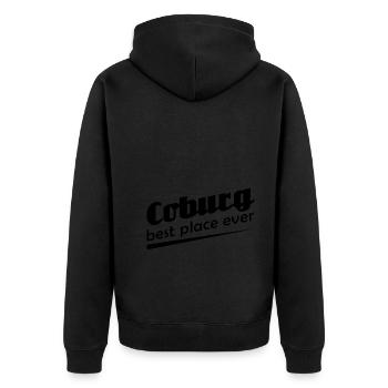 Coburg - Stadt best place ever - Unisex Premium Bio Zip Hoodie - Schwarz - Hinten - Nico (187cm)