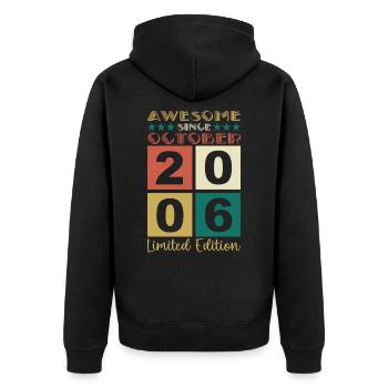 October Vintage 2006 16th Birthday Gift - Unisex Premium Organic Zip Hoodie - black - Back - Nico (187cm)