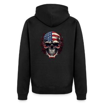 Skull USA - America Skull - Unisex Premium Organic Zip Hoodie - black - Back - Nico (187cm)