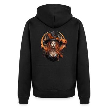 Witch - Unisex Premium Bio Zip Hoodie - Schwarz - Hinten - Nico (187cm)