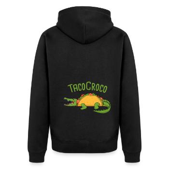 Mexikanisches Essen Fiesta Taco Tacocroco - Unisex Premium Bio Zip Hoodie - Schwarz - Hinten - Nico (187cm)