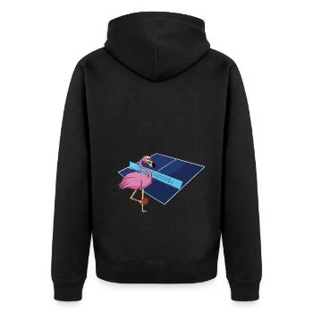 Tischtennis Outfit Damen Katze - Unisex Premium Bio Zip Hoodie - Schwarz - Hinten - Nico (187cm)
