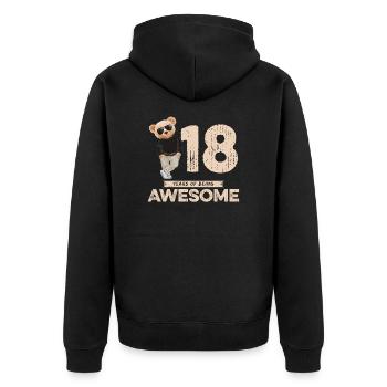 18 Years of being Awesome Teddy Bear - Unisex Premium Organic Zip Hoodie - black - Back - Nico (187cm)