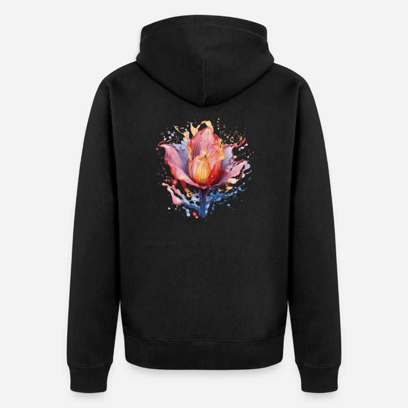 Tulipe arc-en-ciel - Veste à capuche bio Premium Unisexe - noir