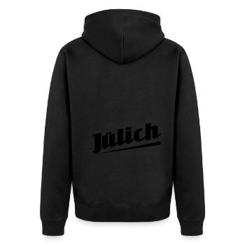 Jülich - Textdesign mit Stadtnamen - Unisex Premium Bio Zip Hoodie - Schwarz - Hinten - Nico (187cm)
