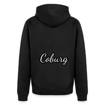 Coburg - Textdesign mit Stadtnamen - Unisex Premium Bio Zip Hoodie - Schwarz - Hinten - Nico (187cm)