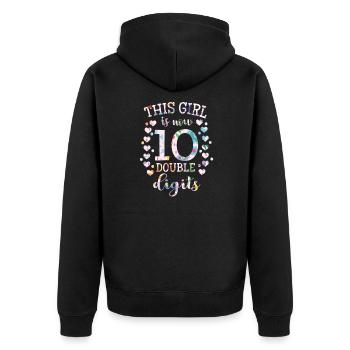 This girl is 10 Double Digits Geburtstag Geschenk - Unisex Premium Bio Zip Hoodie - Schwarz - Hinten - Nico (187cm)
