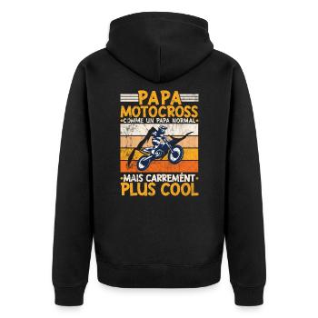Papa Motocross Humour Moto Cross Motard Motocyclis - Veste à capuche bio Premium Unisexe - noir - Dos - Nico (187cm)