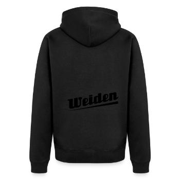Weiden - Textdesign mit Stadtnamen - Unisex Premium Bio Zip Hoodie - Schwarz - Hinten - Nico (187cm)