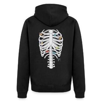 Brustkorb Ein Vogelhumor-Skelett - Unisex Premium Bio Zip Hoodie - Schwarz - Hinten - Nico (187cm)