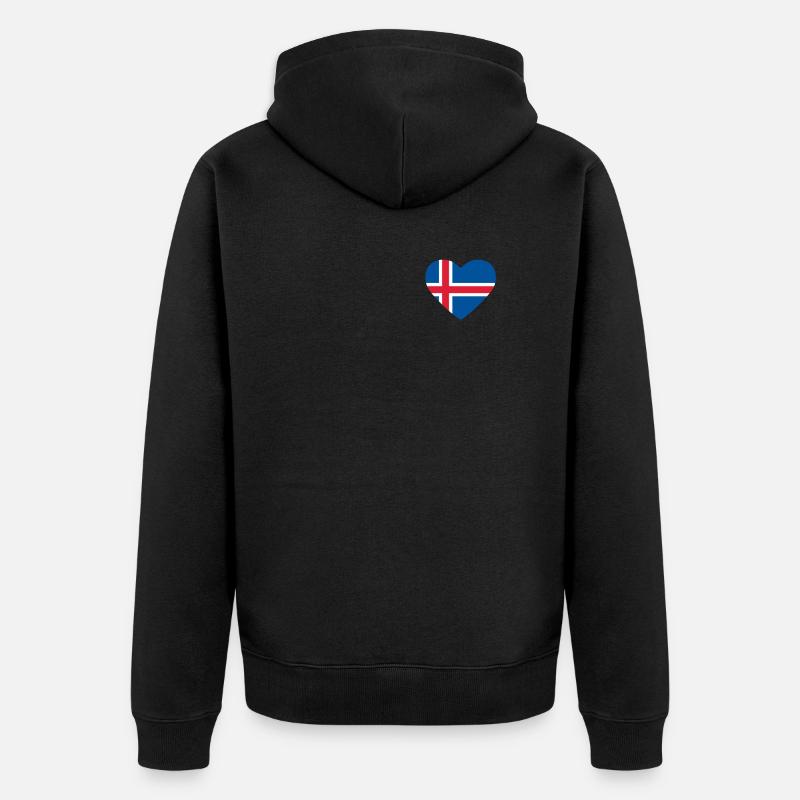 Cœur drapeau Islande - Veste à capuche bio Premium Unisexe - noir