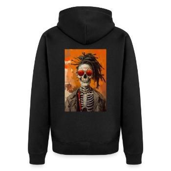 Jack Skull Halloween Content Creator - Unisex Premium Organic Zip Hoodie - black - Back - Nico (187cm)