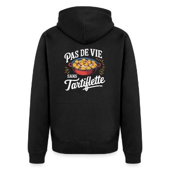 Pas de vie sans tartiflette - Veste à capuche bio Premium Unisexe - noir - Dos - Nico (187cm)