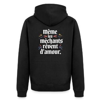 Même les méchants rêvent d'amour - Veste à capuche bio Premium Unisexe - noir - Dos - Nico (187cm)