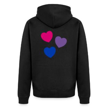 Herzen Bi Flagge Farben Subtiler Stolz - Unisex Premium Bio Zip Hoodie - Schwarz - Hinten - Nico (187cm)