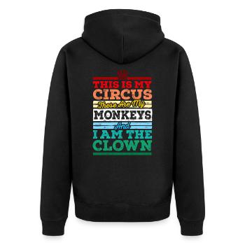 My Circus My Monkeys - Unisex Premium Organic Zip Hoodie - black - Back - Nico (187cm)
