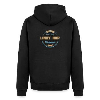 Lindy Hop Tanz Follower T-shirt I Swing dancing - Unisex Premium Bio Zip Hoodie - Schwarz - Hinten - Nico (187cm)