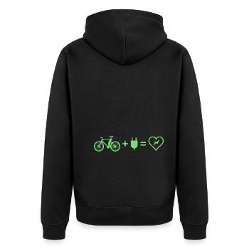 Elektrofahrrad Akku Batterie Fahrrad E-Bike - Unisex Premium Bio Zip Hoodie - Schwarz - Hinten - Nico (187cm)