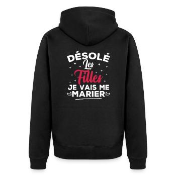 Désolé les filles je vais me marier - Veste à capuche bio Premium Unisexe - noir - Dos - Nico (187cm)