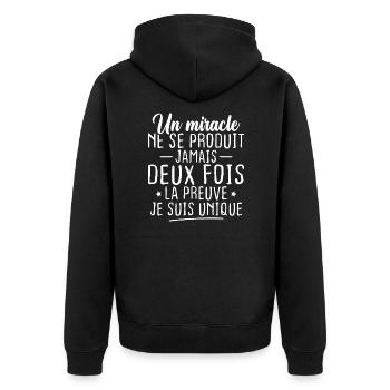 Un miracle ne se produit jamais deux fois - Veste à capuche bio Premium Unisexe - noir - Dos - Nico (187cm)