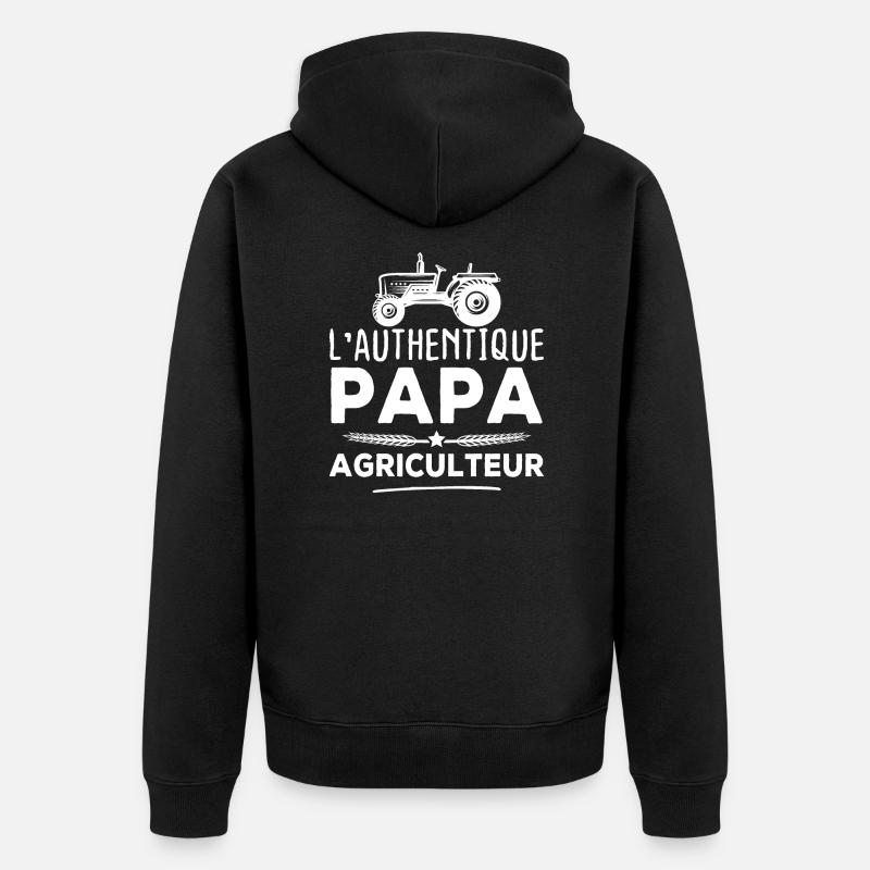 L'authentique papa agriculteur - Veste à capuche bio Premium Unisexe - noir