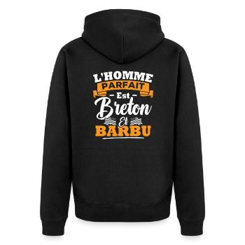 L'homme parfait est breton et barbu - Veste à capuche bio Premium Unisexe - noir - Dos - Nico (187cm)