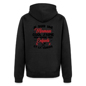 Une maman cool j'aime mon homme et la cuisine - Veste à capuche bio Premium Unisexe - noir - Dos - Nico (187cm)