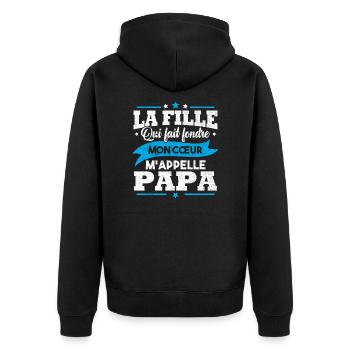 La fille qui fait fondre mon cœur m appelle papa - Veste à capuche bio Premium Unisexe - noir - Dos - Nico (187cm)