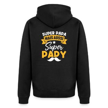 Super papa mais aussi super papy - Veste à capuche bio Premium Unisexe - noir - Dos - Nico (187cm)
