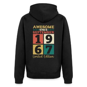 Awesome September 1967 55th Birthday Gift - Unisex Premium Organic Zip Hoodie - black - Back - Nico (187cm)