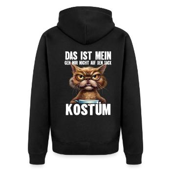 Katze Kostüm Kaffee - Unisex Premium Bio Zip Hoodie - Schwarz - Hinten - Nico (187cm)