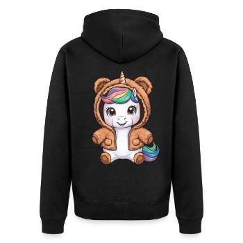 Tenue Licorne Kawaii avec Ours - Veste à capuche bio Premium Unisexe - noir - Dos - Nico (187cm)
