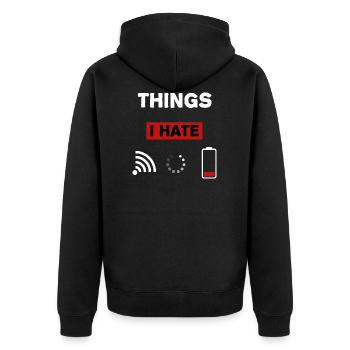 Gaming WLAN Gamer Geschenkidee - Unisex Premium Bio Zip Hoodie - Schwarz - Hinten - Nico (187cm)