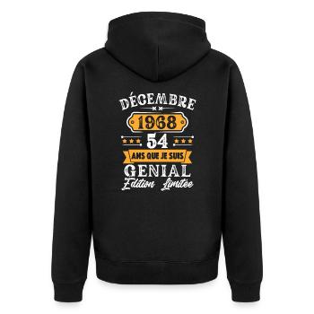 Cadeau D'anniversaire 54 Ans Décembre 1968 Rétro - Veste à capuche bio Premium Unisexe - noir - Dos - Nico (187cm)