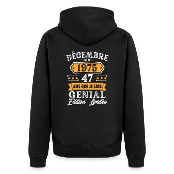 Cadeau D'anniversaire 47 Ans Décembre 1975 Rétro - Veste à capuche bio Premium Unisexe - noir - Dos - Nico (187cm)