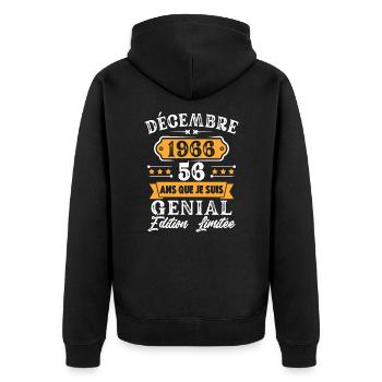 Cadeau D'anniversaire 56 Ans Décembre 1966 Rétro - Veste à capuche bio Premium Unisexe - noir - Dos - Nico (187cm)