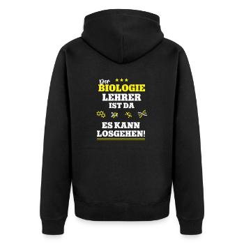 Lehrer Biologie Biolehrer Biologielehrer Biologist - Unisex Premium Bio Zip Hoodie - Schwarz - Hinten - Nico (187cm)
