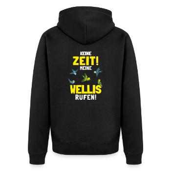Wellensittich Sittiche Welli Figur Sittichhalter - Unisex Premium Bio Zip Hoodie - Schwarz - Hinten - Nico (187cm)