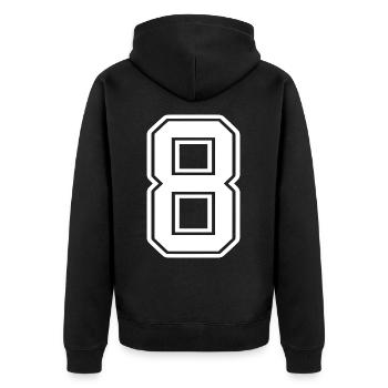 8 - Unisex Premium Bio Zip Hoodie - Schwarz - Hinten - Nico (187cm)