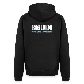 brudi großer bruder Geschwister Kumpel Freund - Unisex Premium Bio Zip Hoodie - Schwarz - Hinten - Nico (187cm)