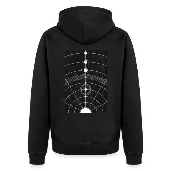 Dessin du système solaire Vintage - Veste à capuche bio Premium Unisexe - noir - Dos - Nico (187cm)
