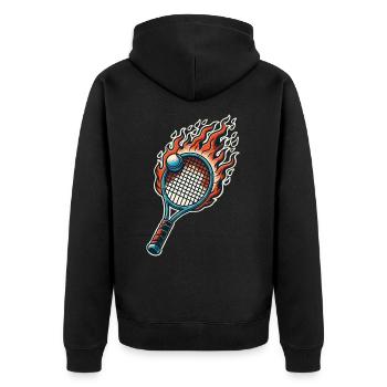 Badminton - Unisex Premium Organic Zip Hoodie - black - Back - Nico (187cm)