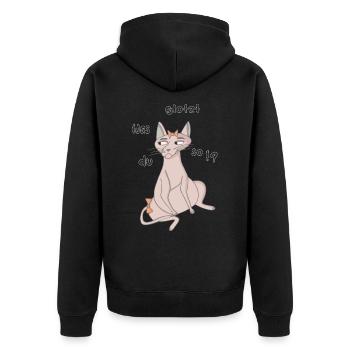 Was glotzt du so - Unisex Premium Bio Zip Hoodie - Schwarz - Hinten - Nico (187cm)