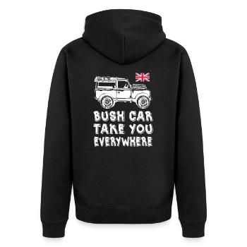 Bush Car Take You Everywhere - Unisex Premium Bio Zip Hoodie - Schwarz - Hinten - Nico (187cm)